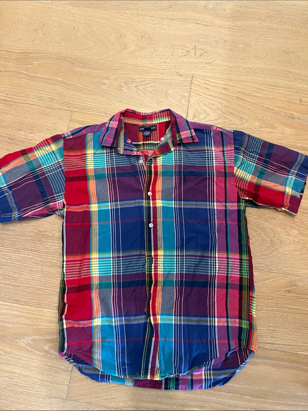 Teen polo button up plaid shirt